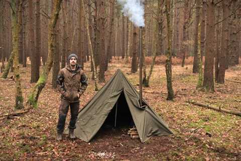 Hobbit Tent Camping with a Woodstove - Bushcraft, Knife, Backpack | Early Winter Camp