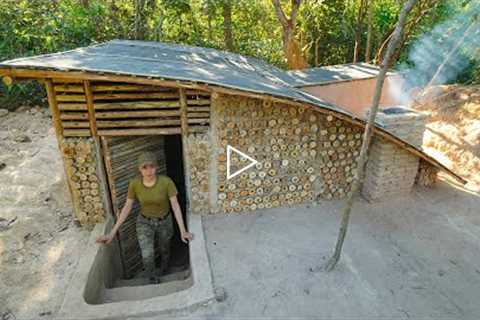 Crafting Complete Reconstruction a DUGOUT Shelter With Grass roof & Fireplace - Bushcraft earth ..