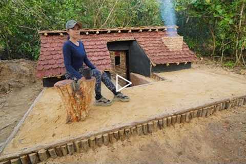 Crafting Complete Bushcraft Survival Underground Shelter , Clay Fireplace, Cooking And Overnight