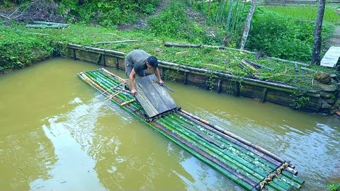 Single wooden bridge, Rebuild the broken bamboo raft | Live with nature - Day 250
