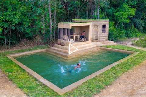 Jungle Survival Build The Most Beautiful Bamboo Villa With Around Swimming Pool By Ancient Skills