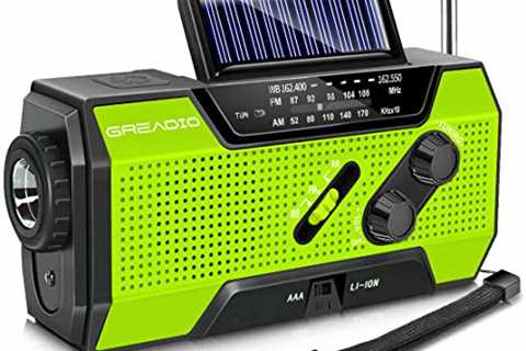 Emergency Weather Solar Crank AM/FM NOAA Radio with Portable 2000mAh Power Bank, Bright Flashlight..
