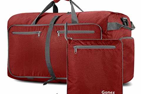 Gonex Unisex Adult Large Foldable Luggage with Shoes Compartment, Red, 100L - The Camping Companion