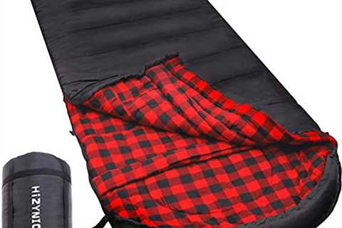 HiZYNICE 0 Degree Sleeping Bag 100% Cotton Flannel for Adults Camping Big and Tall Man Extra Large..