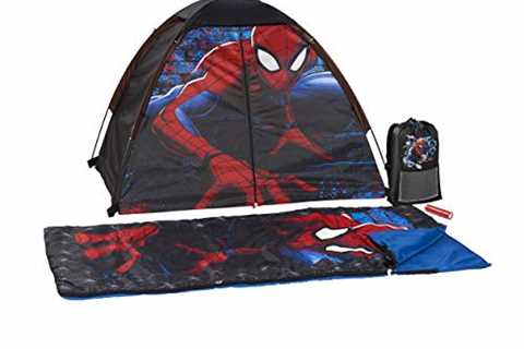 Marvel Spiderman Kids Camp Set - Tent, Backpack, Sleeping Bag and Flashlight - 4 Piece..