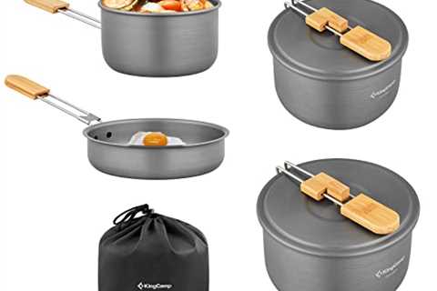 KingCamp 7/9/18Pcs Camping Cookware Mess Kit Camping Cooking Set Non-Stick Hard-Anodized Aluminum..