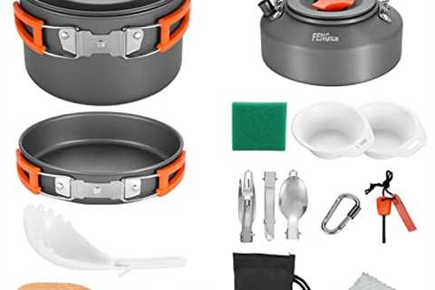 FENGelin 12pcs Camping Cookware Mess Kit Folding Tableware Camping Cookware Stove Set with..