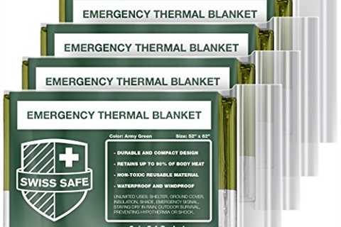 Swiss Safe Emergency Mylar Thermal Blankets + Bonus Gold Foil Space Blanket. Designed for NASA,..