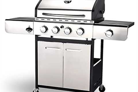 Rintuf Propane Gas Grill 4 Burner, 42000 btu Stainless Steel Gas Grill with Side Burner, Protected..