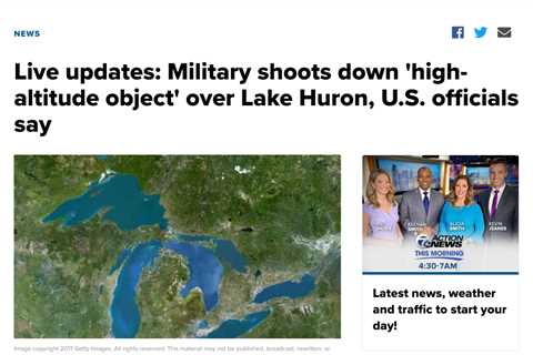 FAA Closes Airspace Over Lake Michigan; US Military Shoots Down Unidentified Object
