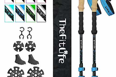 TheFitLife Carbon Fiber Trekking Poles – Collapsible and Telescopic Walking Sticks with Natural..