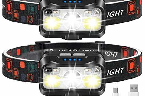 LHKNL Headlamp Rechargeable, 1200 Lumen Super Bright Motion Sensor Head Lamp Flashlight,2-Pack..