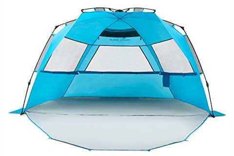 Pacific Breeze Easy Setup Beach Tent Deluxe XL with extendable Floor for Privacy, SPF 50+ Pop Up..