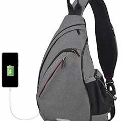 Hanke Sling Bag Men Backpack Unisex One Shoulder Bag Hiking Travel Backpack Crossbody with USB Port ..
