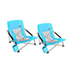 Nice C Adults Low Beach Chair, Sling, Folding, Portable, Concert, Kids, Boat, Sand Chair with Cup..