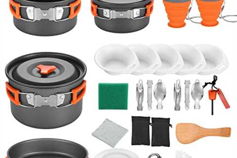 FENGelin 21pcs Camping Cookware Mess Kit Backpacking Cooking Set with Knife Spoon Fork Camping Gear ..
