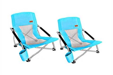 Nice C Adults Low Beach Chair, Sling, Folding, Portable, Concert, Kids, Boat, Sand Chair with Cup..